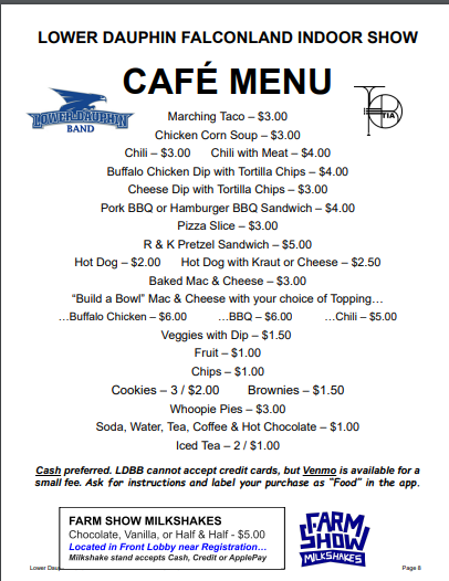 Lower Dauphin Cafe Menu
